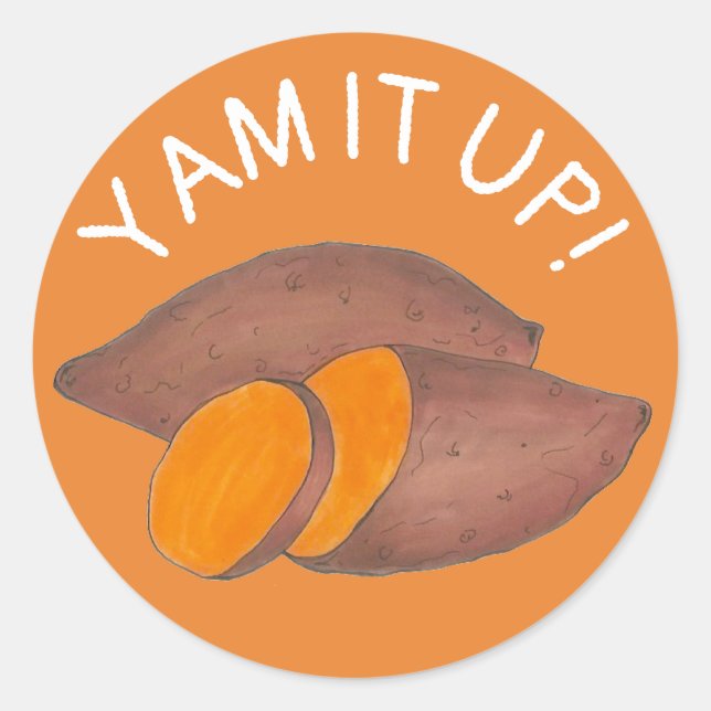 Yam It Up Funny Orange Sweet Potato Feinschmecker  Runder Aufkleber (Vorderseite)