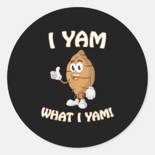 Yam, was ich Yam Shirt Funny Erntedank Food Puff Runder Aufkleber