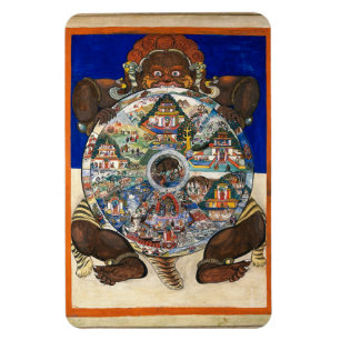 Yama, der Herr des Todes, der das Rad des Lebens h Magnet