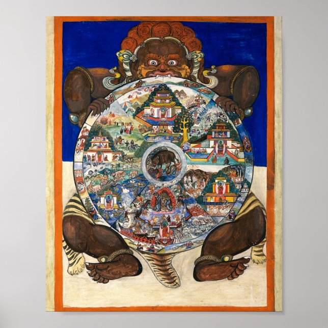 Yama, der Herr des Todes, der das Rad des Lebens h Poster (Vorne)