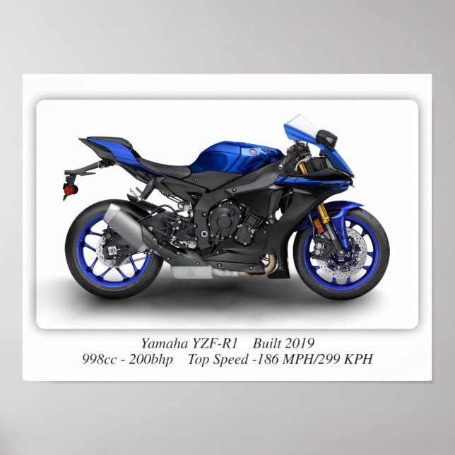 Yamaha YZF-R1 2019 Motorrad - A3 Poster (Vorne)