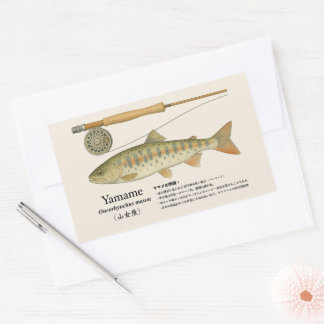 Yamame (Oncorhynchus masou) – Japanische Illustrat Rechteckiger Aufkleber
