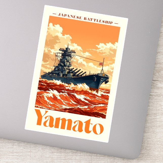 Yamato Japanese Battleship Vintage Maritime Poster Aufkleber (Yamato Japanese Battleship Vintage Maritime Poster. Sticker)