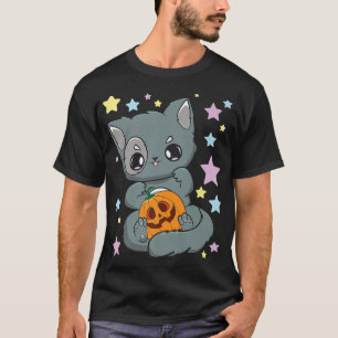 Yami Kawaii Chibi Anime Cat Neko Goth Pumpkin Fair T-Shirt