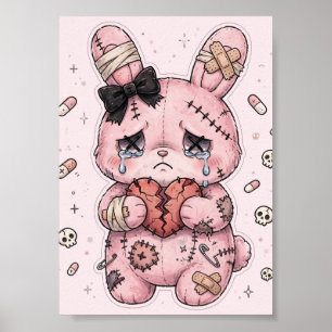 Yami Kawaii Trauriges Bunny Poster Pastel Goth Wan