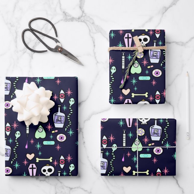 Yami Kawaii Weihnachtswrapping Geschenkpapier Set (Vorderseite)