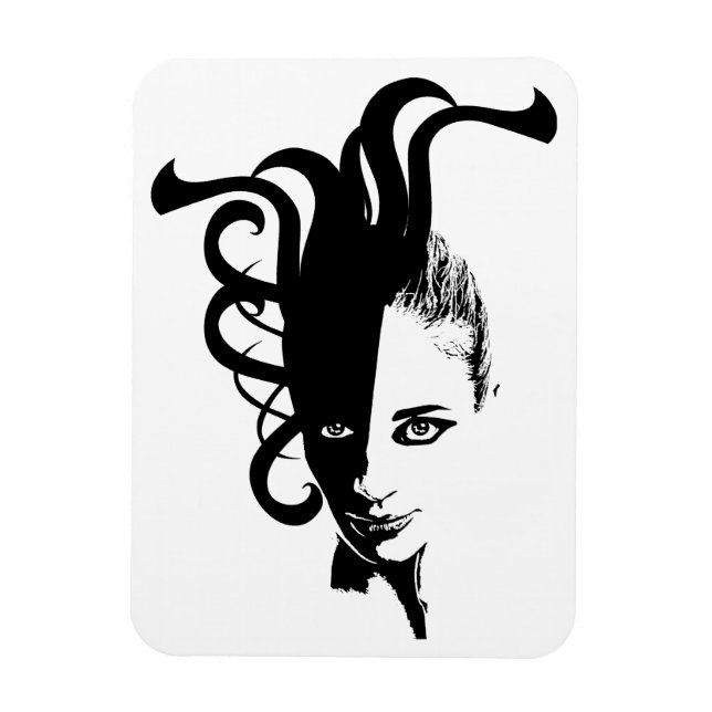 Yan Ying Yang Womans Gesicht Original Art Magnet (Vertikal)