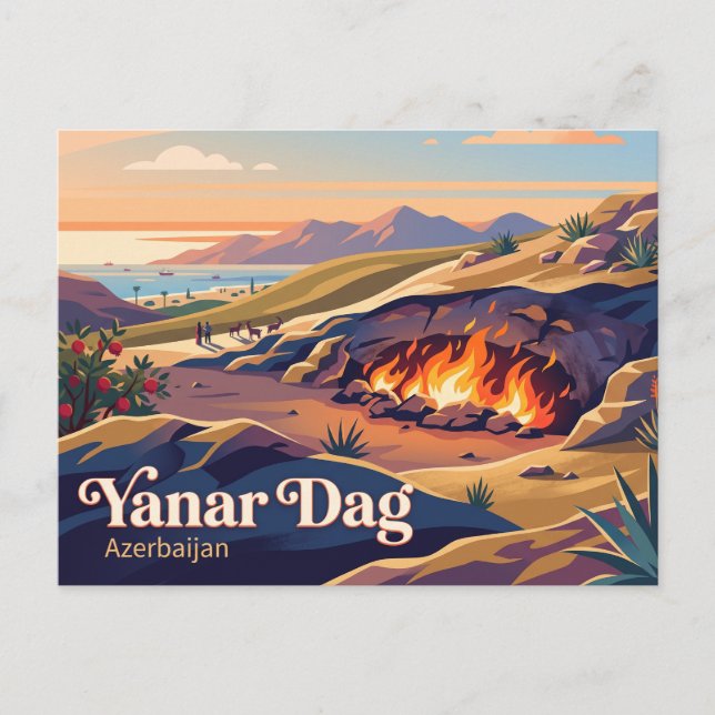 Yanar Dag (Brennender Berg), Absheron, Aserbaidsch Postkarte (Vorderseite)
