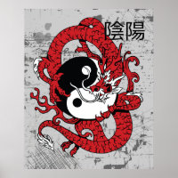 Yang-Chinesisches Symbol und Drache