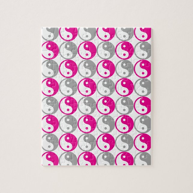 Yang-Muster in Grau und Rosa Puzzle (Vertikal)