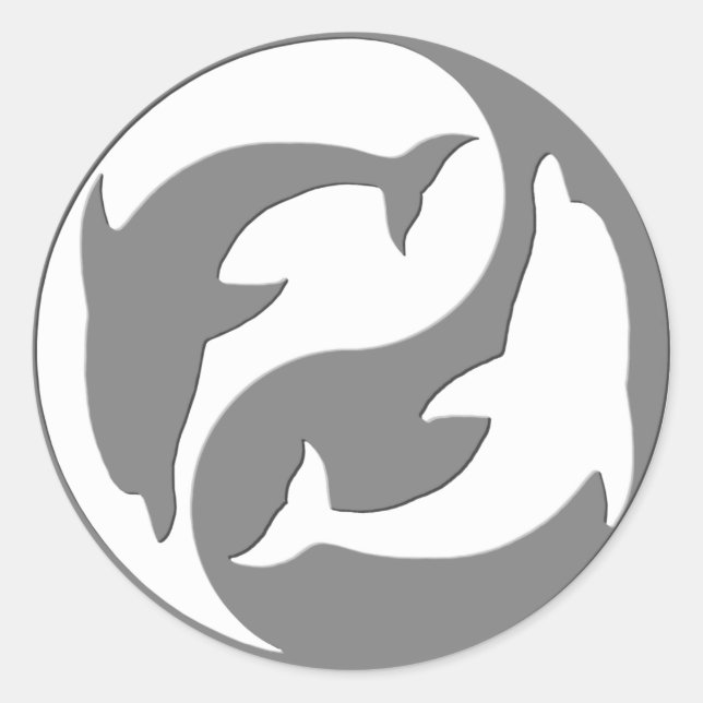 Yang Yang Dolphinhafer, grau und weiß Runder Aufkleber (Vorderseite)