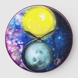 Yang-Yin/Sun-Mond Große Wanduhr