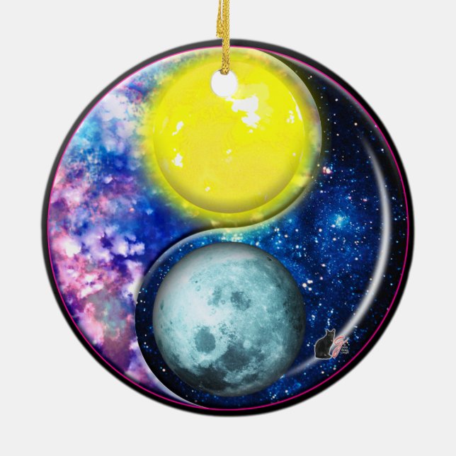 Yang-Yin/Sun-Mond Verzierung Keramik Ornament (Hinten)