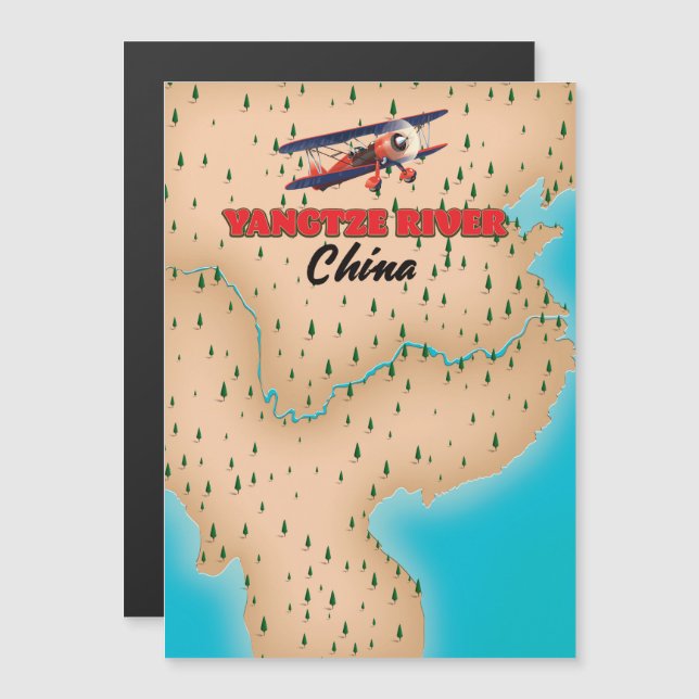Yangtse River China Kartenplakat Magnetkarte (Vorne/Hinten)