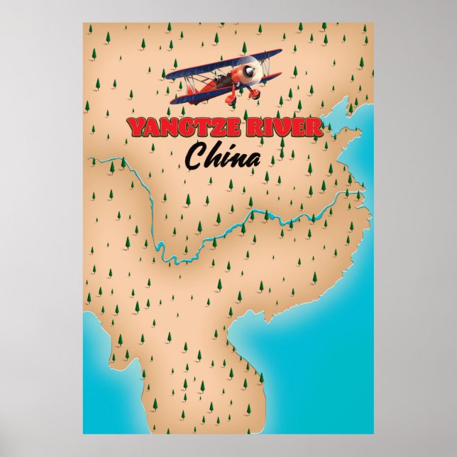 Yangtse River China Kartenplakat Poster (Vorne)