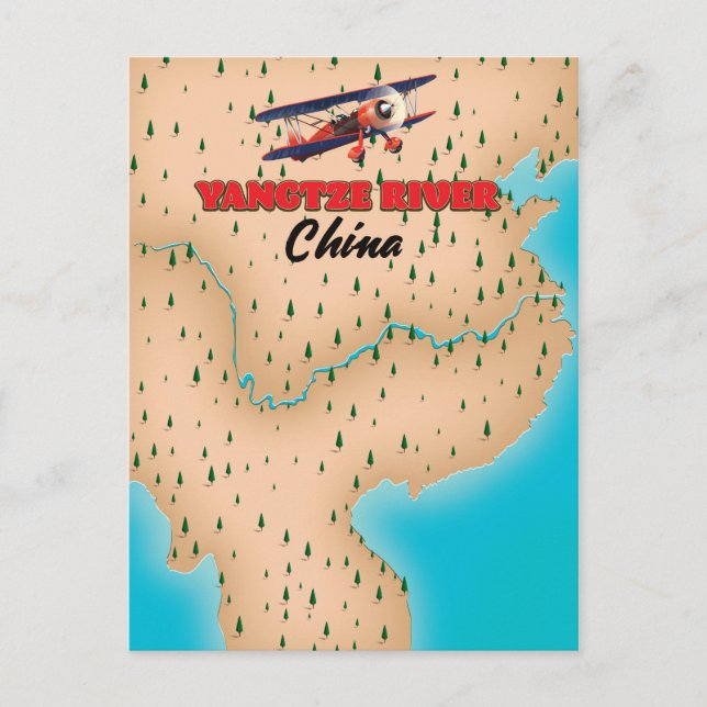 Yangtse River China Kartenplakat Postkarte (Vorderseite)