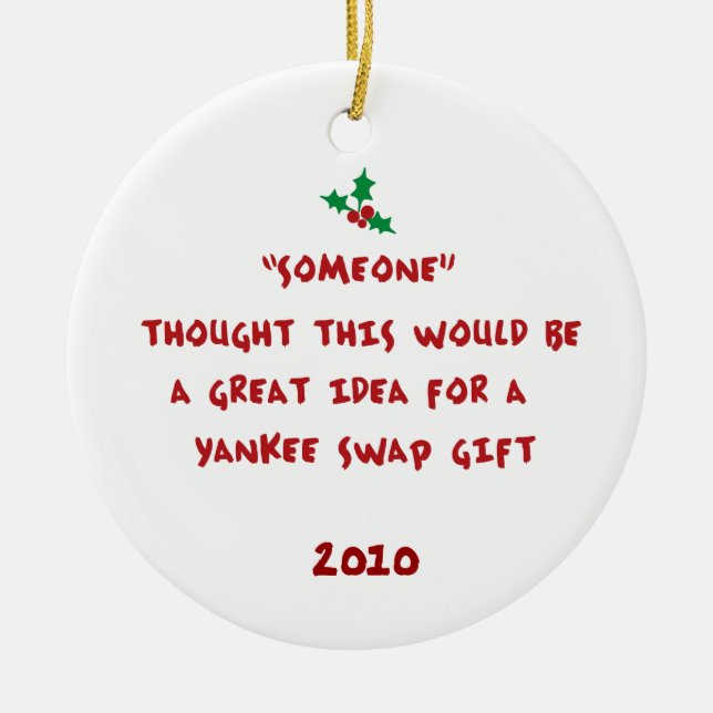 Yankee-Swap-Geschenk - Holly & Berries Keramik Ornament (Vorne)