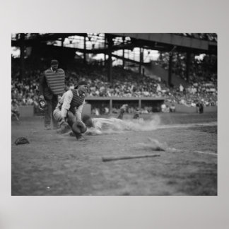 Yankees Lou Gehrig Scores Vs. Senators Poster