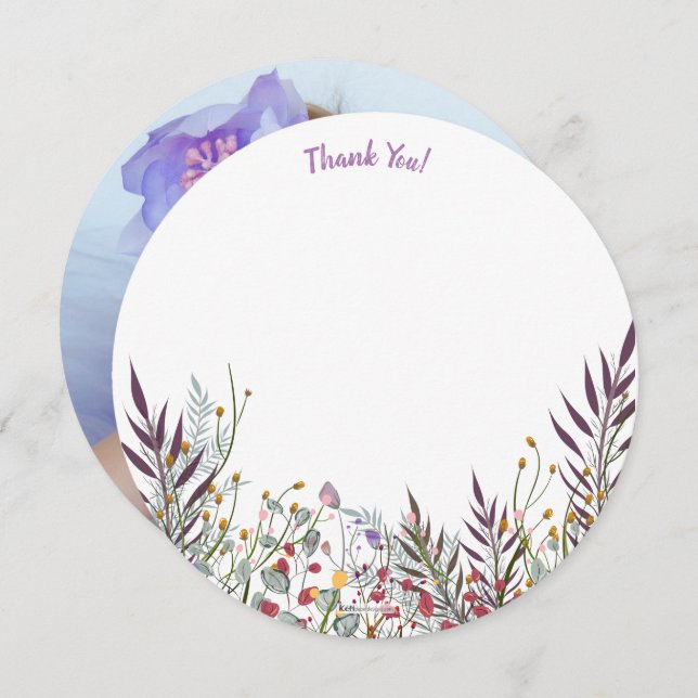 Yanna Round Foto Dankeschön Card Einladung (Vorne/Hinten)