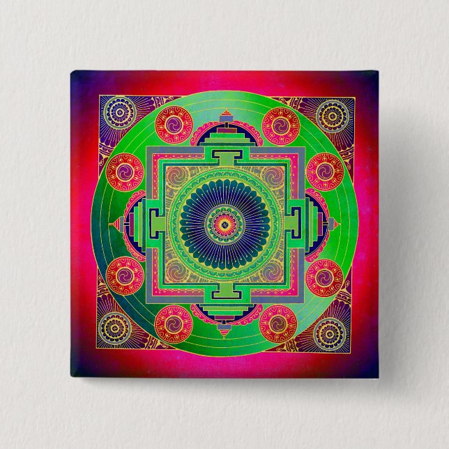 YANTRA - das große Rad - grün rosa Button (Vorderseite)