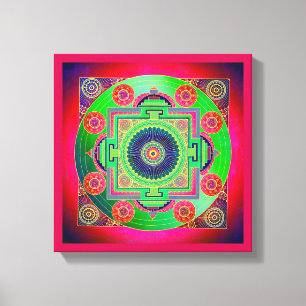 YANTRA - das große Rad - grün rosa Leinwanddruck