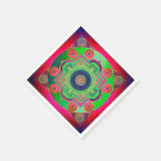 YANTRA - das große Rad - grün rosa Serviette (Ecke)