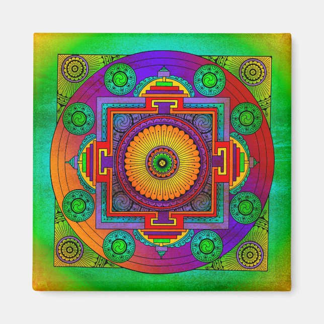 YANTRA - das große Rad - grüne Violette Magnet (Vorne)