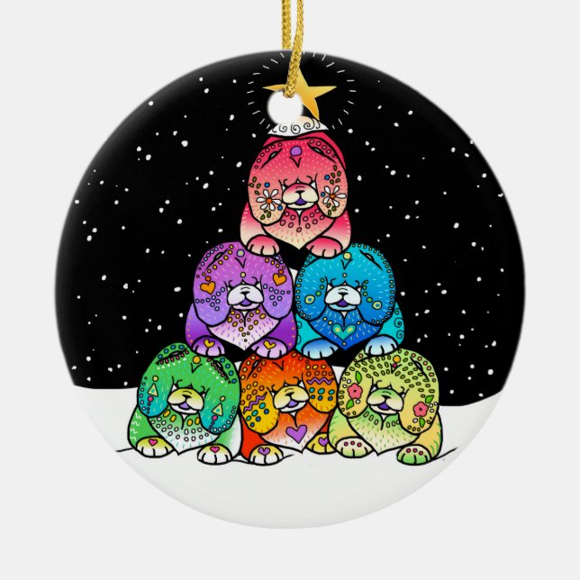 YAPPY CHOWLIDAYS Chow-Chow Porzellanverzierung Keramikornament (Vorne)