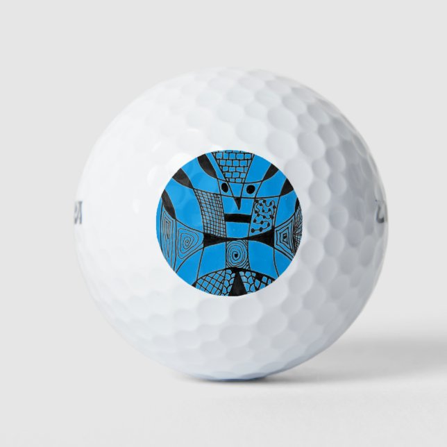 "Yappy Dog Blue" Abstrakte Wilson Golf Balls Golfball (Vorderseite)