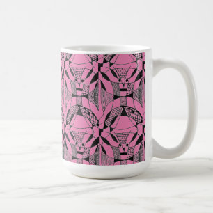 "Yappy Dog on Pink Tiled" Abstrakte Design-Tasse Tasse