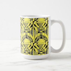 "Yappy Dog on Yellow Tiled" Abstrakte Design-Tasse Tasse