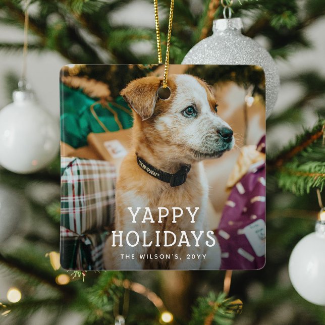 Yappy Holidays Niedlich Puppy Dog Weihnachten Keramikornament (Von Creator hochgeladen)