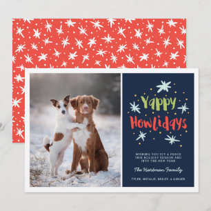 Yappy Howlidays Dog Christmas Foto Navy Feiertagskarte