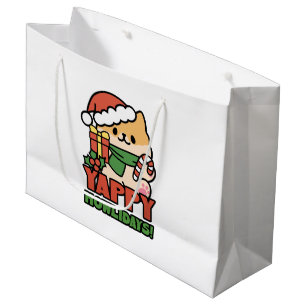 Yappy Howlidays - Niedlicher Cartoon für Weihnacht Große Geschenktüte