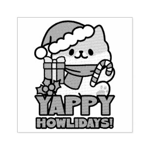 Yappy Howlidays - Niedlicher Cartoon für Weihnacht Gummistempel