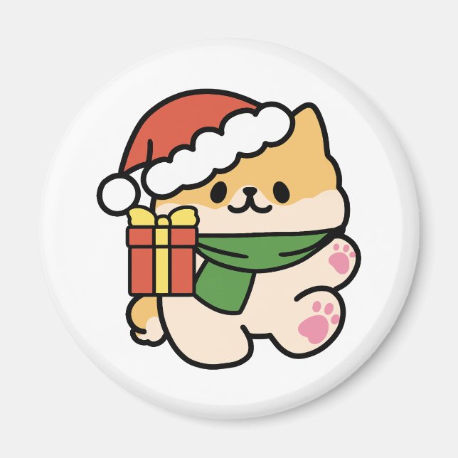 Yappy Howlidays - Niedlicher Cartoon für Weihnacht Magnet (Vorne)