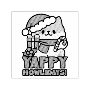 Yappy Howlidays - Niedlicher Cartoon für Weihnacht Permastempel