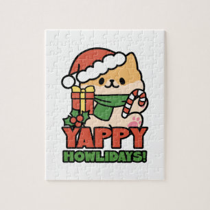 Yappy Howlidays - Niedlicher Cartoon für Weihnacht Puzzle