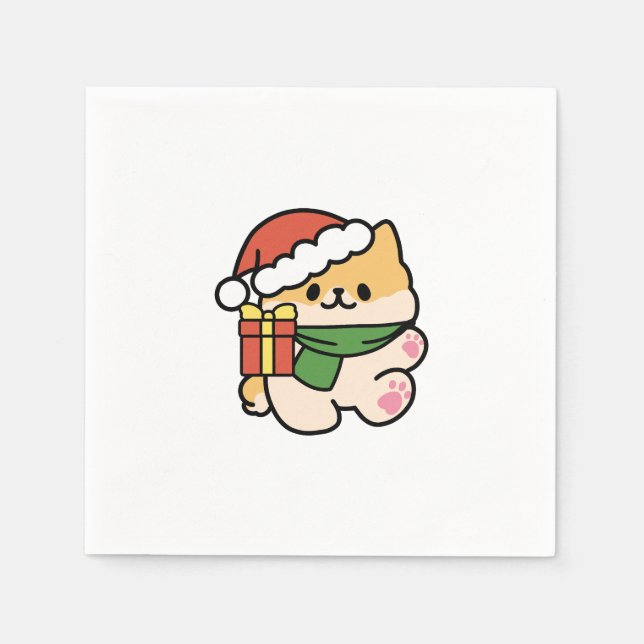 Yappy Howlidays - Niedlicher Cartoon für Weihnacht Serviette (Vorderseite)