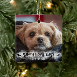 YAPPY HOWLIDAYS Snowy Overlay Hund Foto Keramikornament