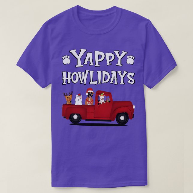 Yappy Howlidays Weißer Text T-Shirt (Design vorne)