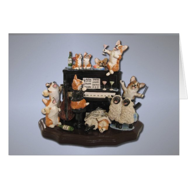 "Yappy Stunden-" Corgi u. Schafe im Konzert! Karte (Vorderseite (Horizontal))