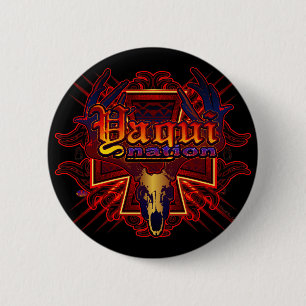 Yaqui Nations-Rotwild-Schädel-Entwurf Button