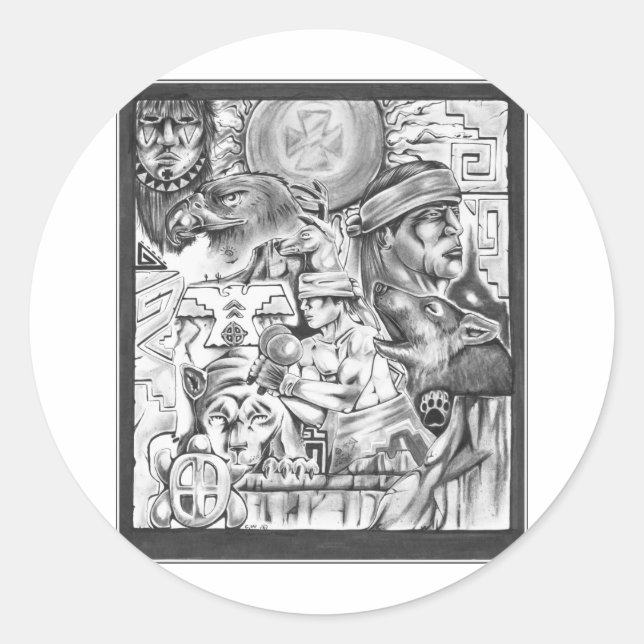 Yaqui Vision Runder Aufkleber (Vorderseite)