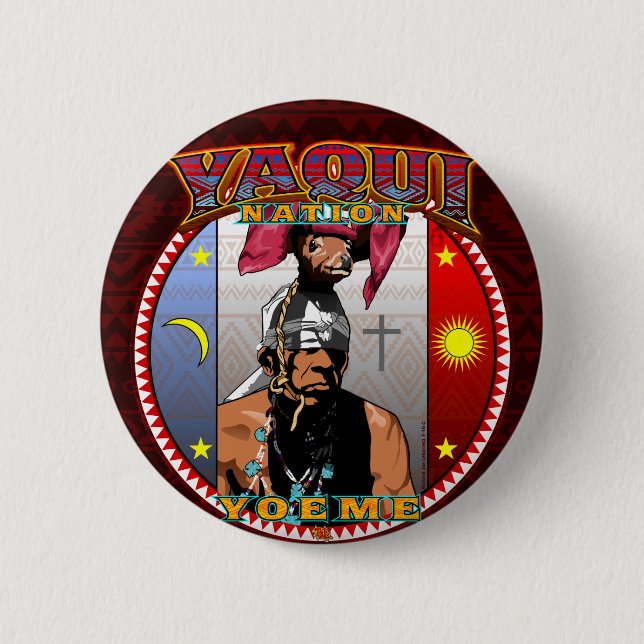 Yaqui Yoeme Deer Dancer Design Button (Vorderseite)