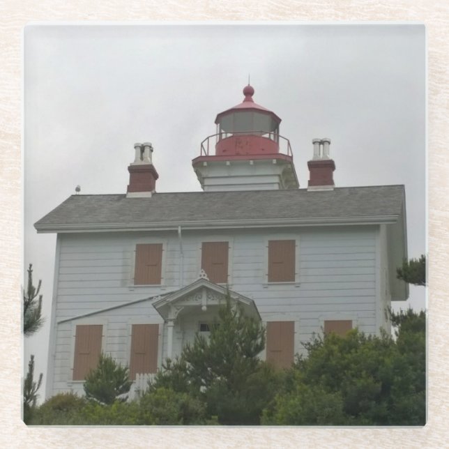 Yaquina Bay Lighthouse, OR Glasuntersetzer (Vorderseite)