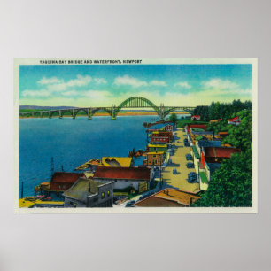 Yaquina Bucht-Brücke und Ufergegend Newport ODER Poster