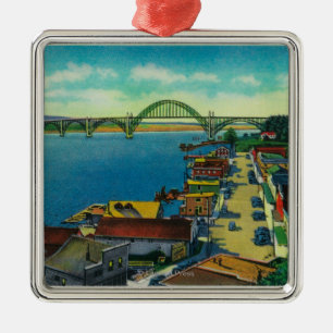 Yaquina Bucht-Brücke und Ufergegend Newport ODER Silbernes Ornament