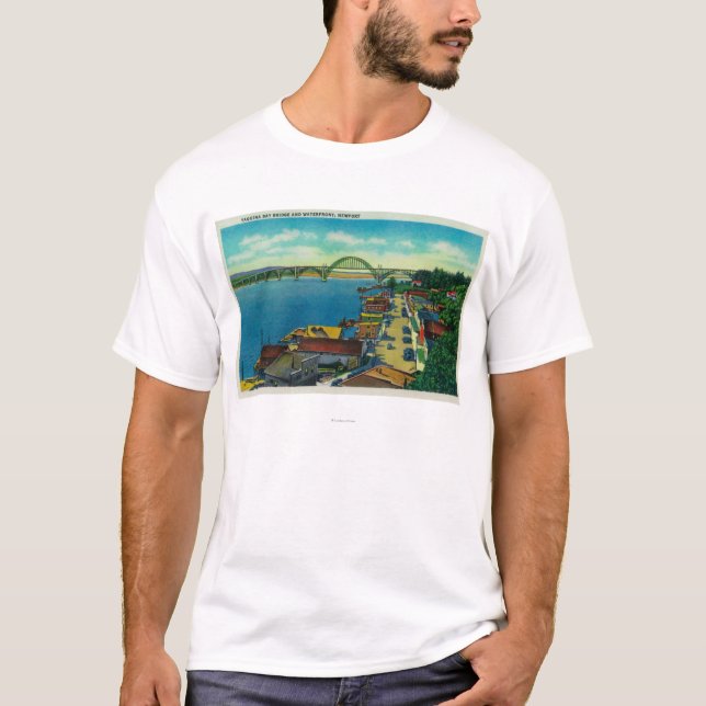 Yaquina Bucht-Brücke und Ufergegend Newport ODER T-Shirt (Vorderseite)