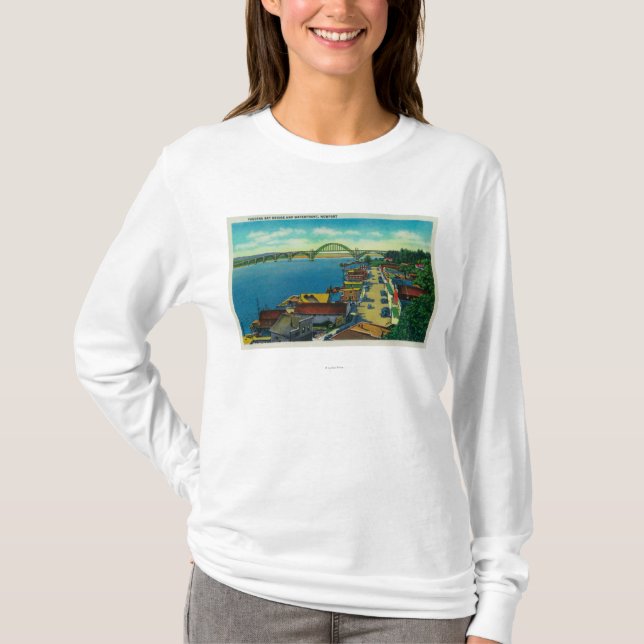 Yaquina Bucht-Brücke und Ufergegend Newport ODER T-Shirt (Vorderseite)